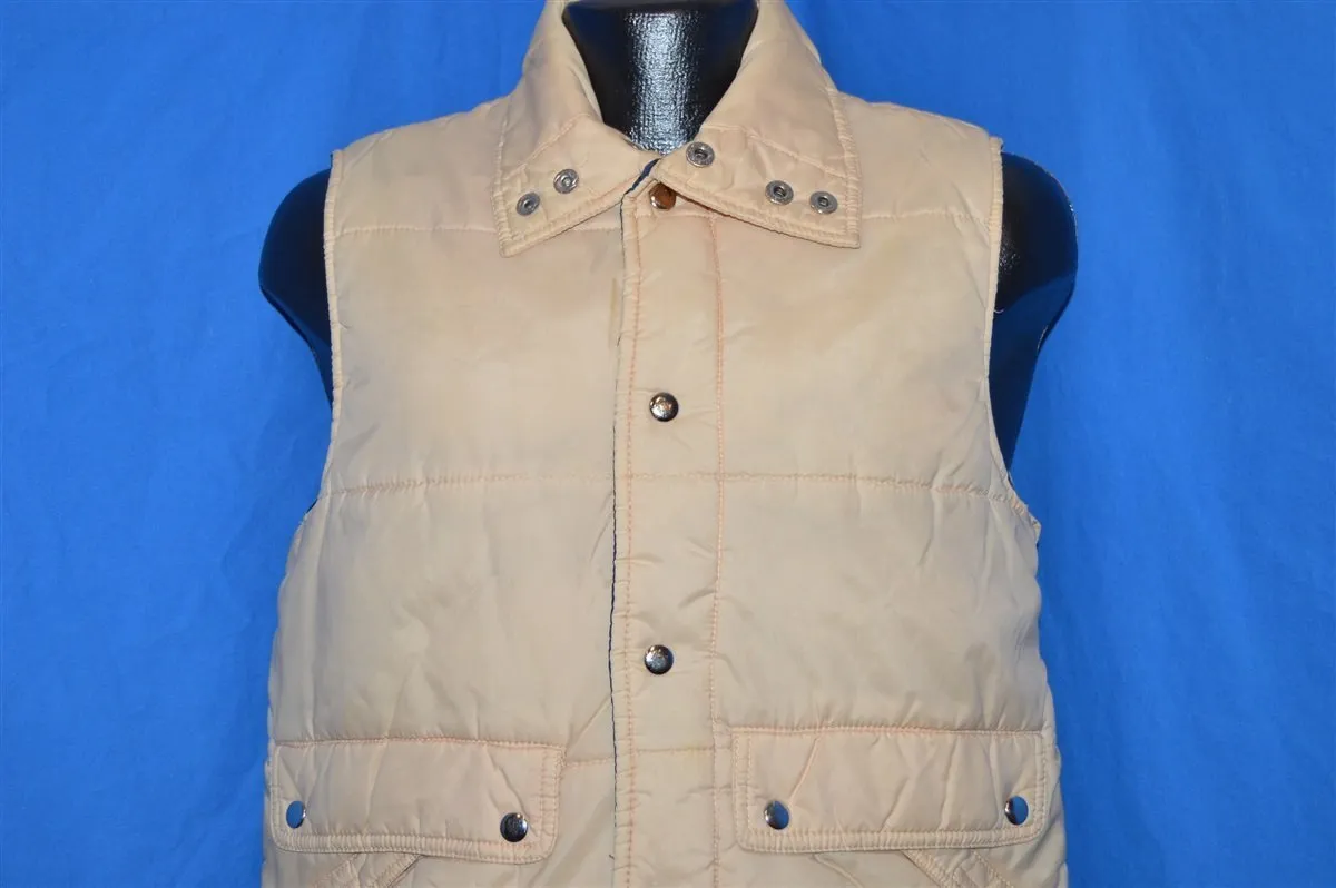 70s Alto Tan And Blue Snap Up Ski Vest Small