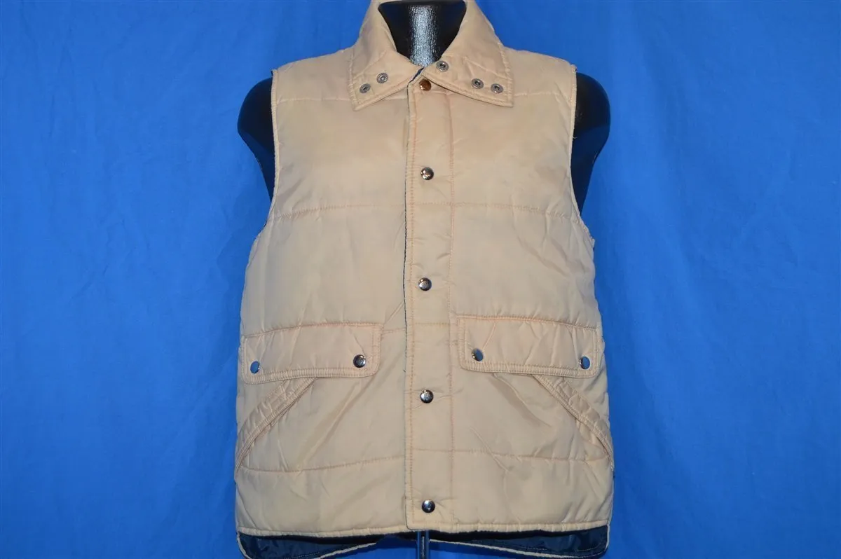 70s Alto Tan And Blue Snap Up Ski Vest Small