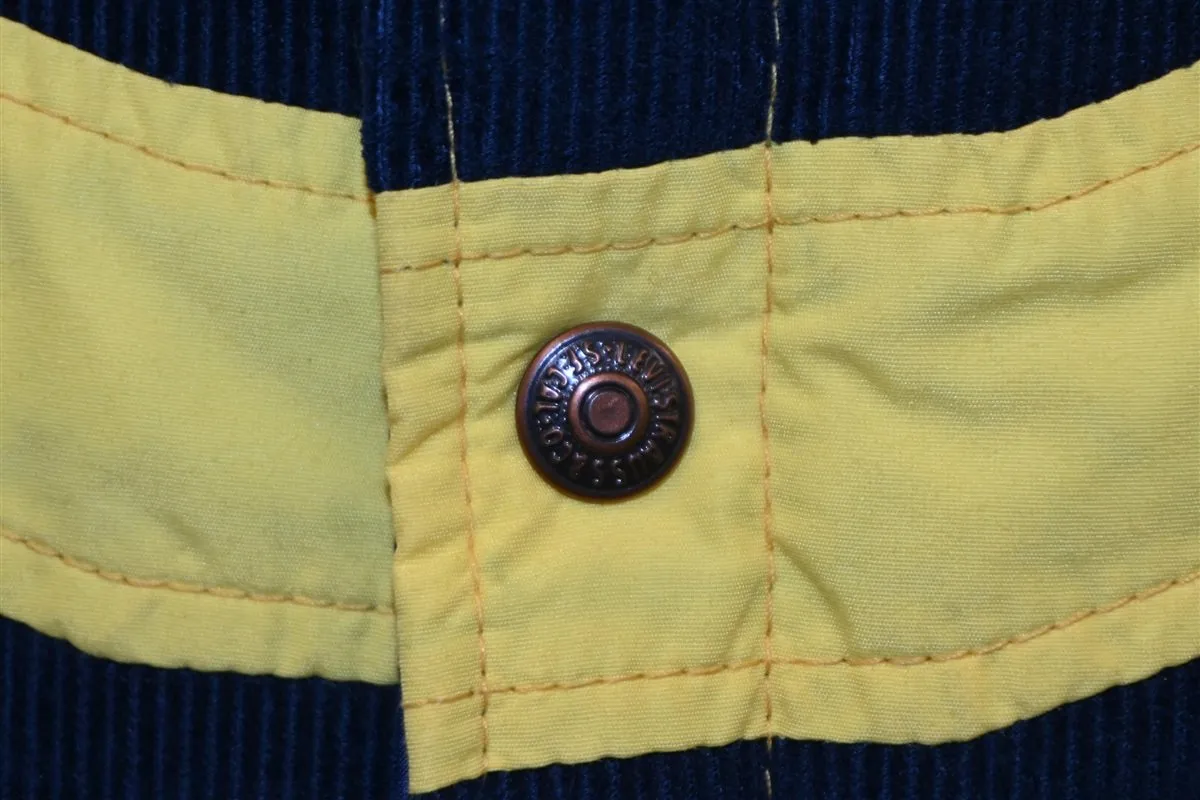 80s Levi's Yellow Blue Corduroy Chevron Puffy Ski Vest Large