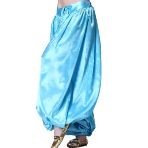 Aqua Blue Satin Harem Pants