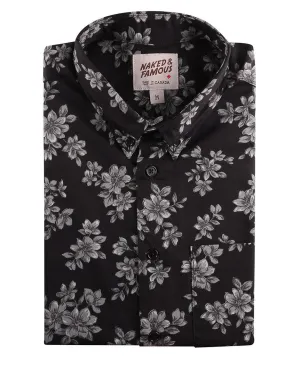 Black Floral Sketch Easy Shirt