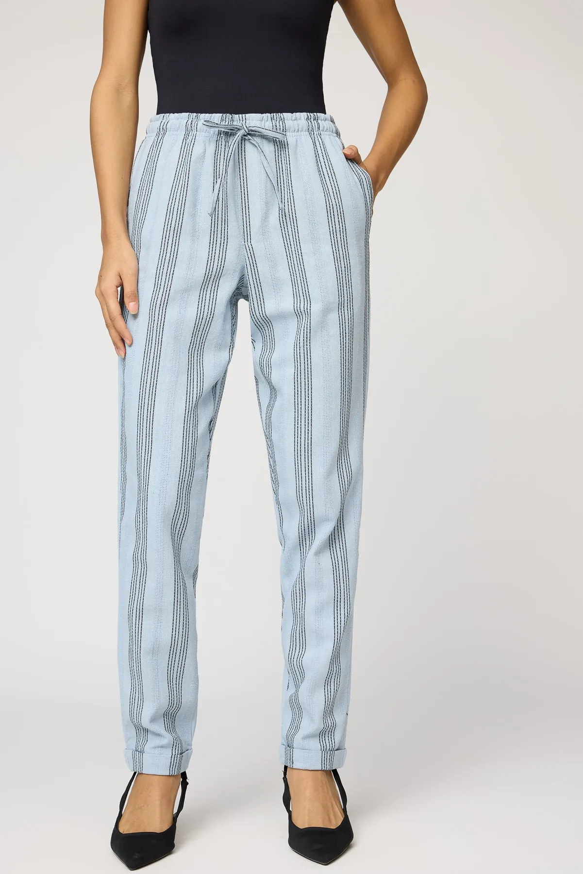 Blue Luxe and Black Stripe Pants