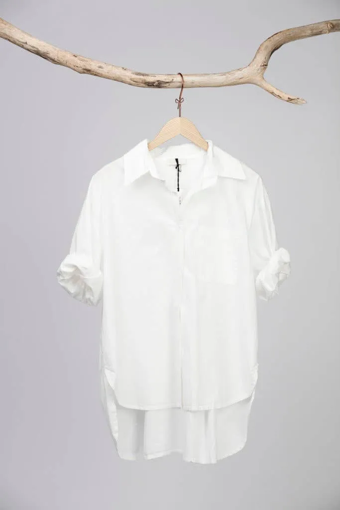 Boyfriend Cotton Short Shirt - White