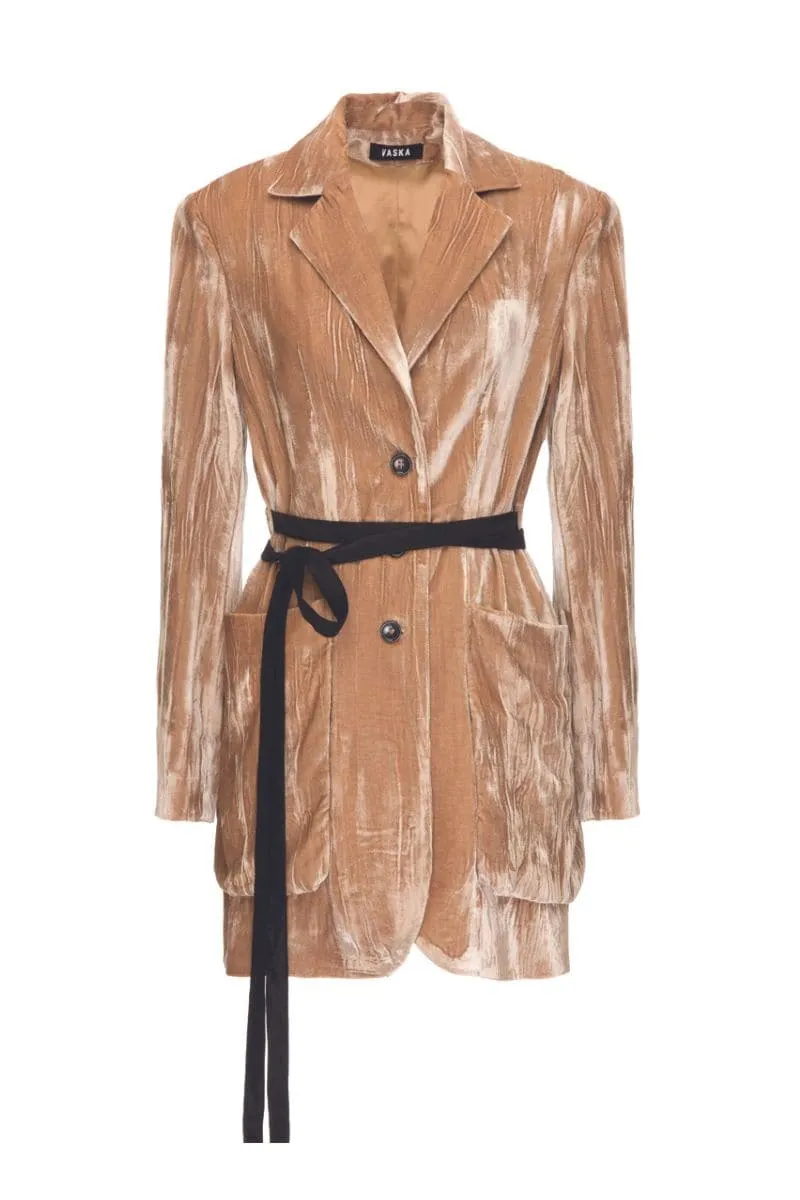 CARAMEL TAILORED SILK VELVET JACKET