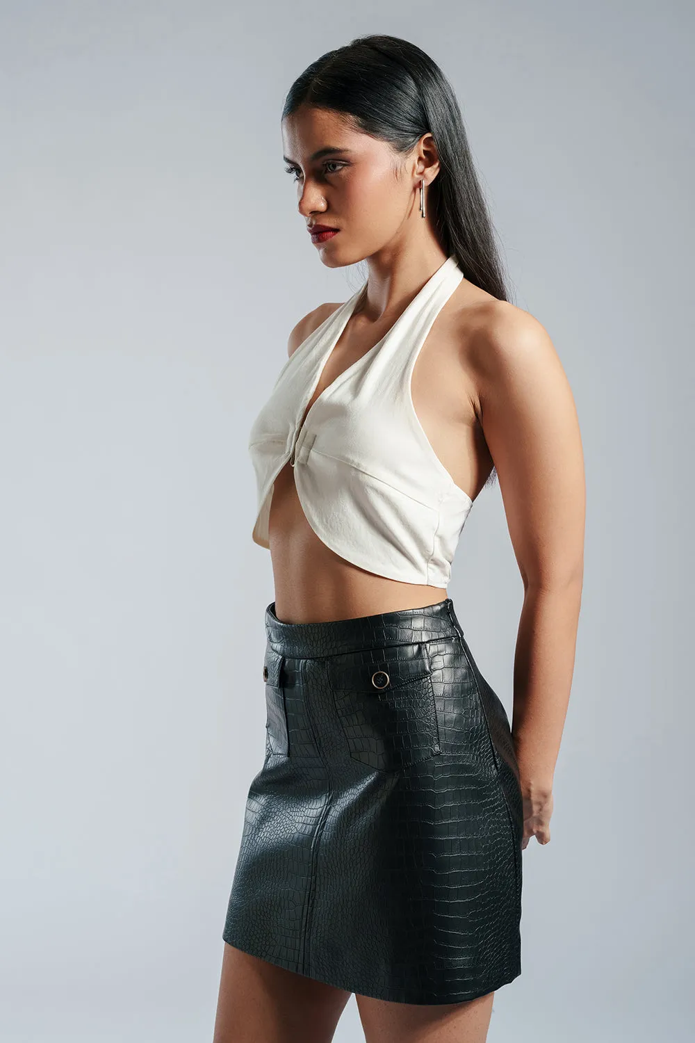 Celestial White Halter Neck Top