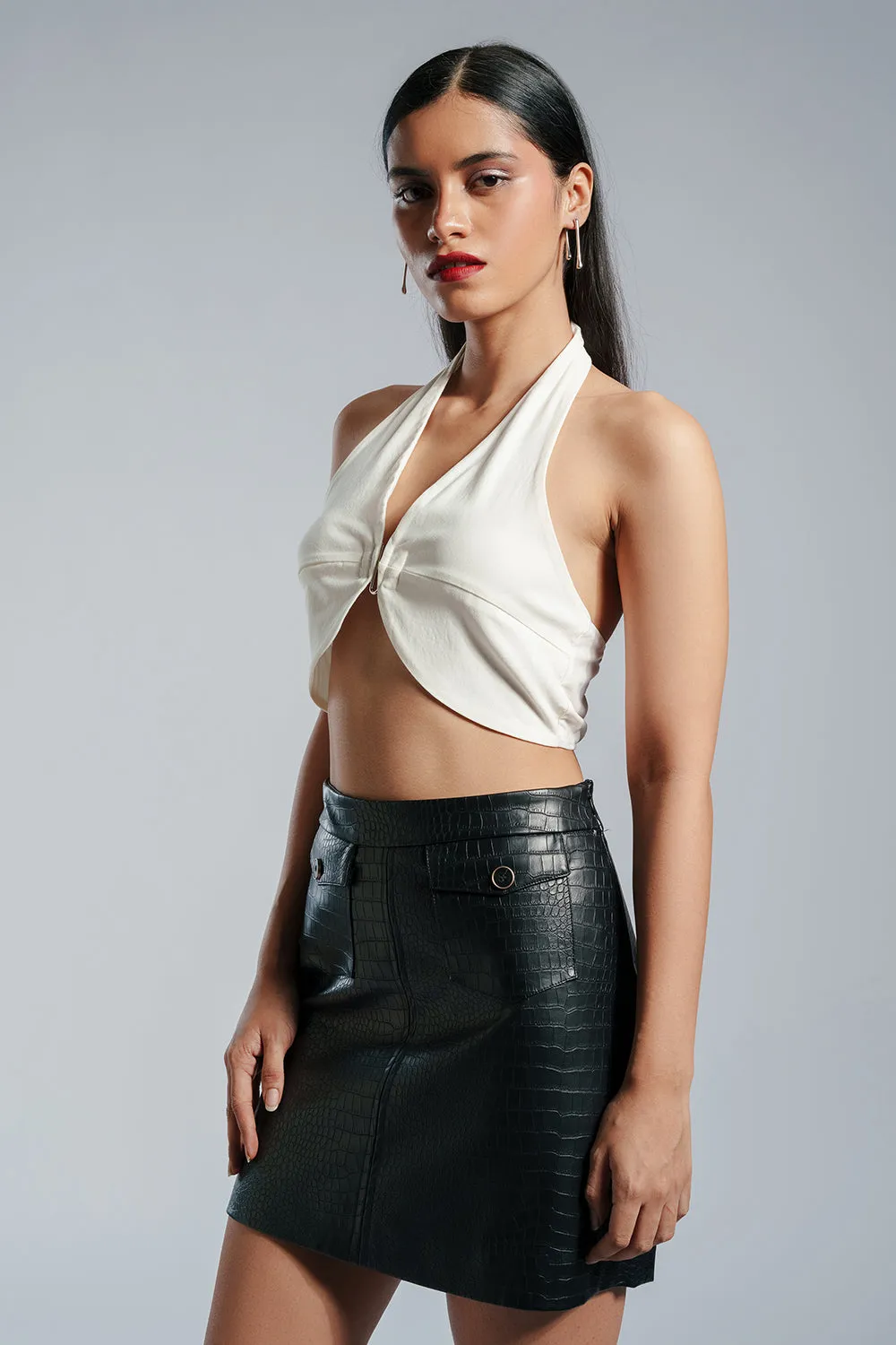 Celestial White Halter Neck Top