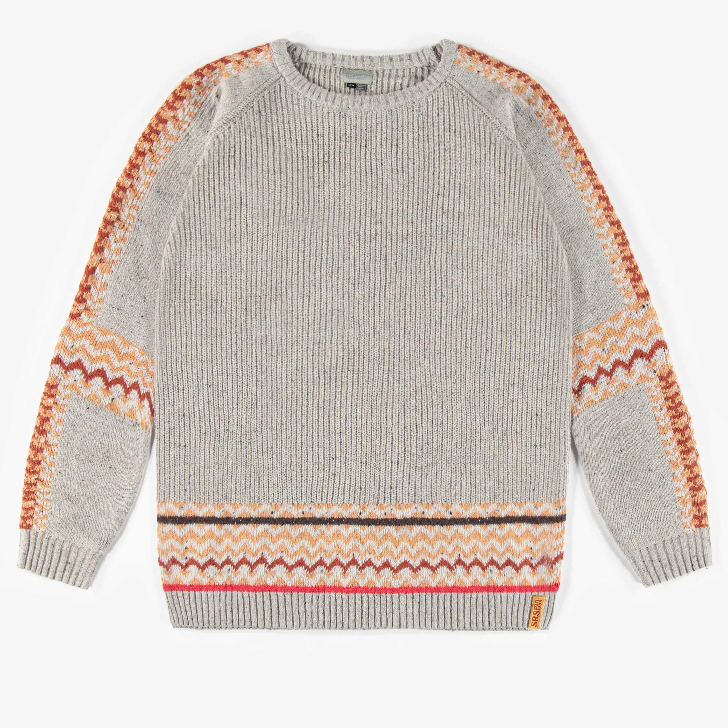 Chandail de maille beige à col rond, adulte || Beige knitted crewneck, adult