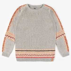 Chandail de maille beige à col rond, adulte || Beige knitted crewneck, adult