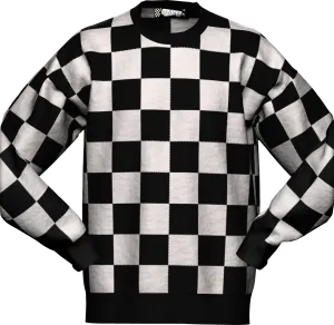 Checkerboard Pattern Knitted Sweater