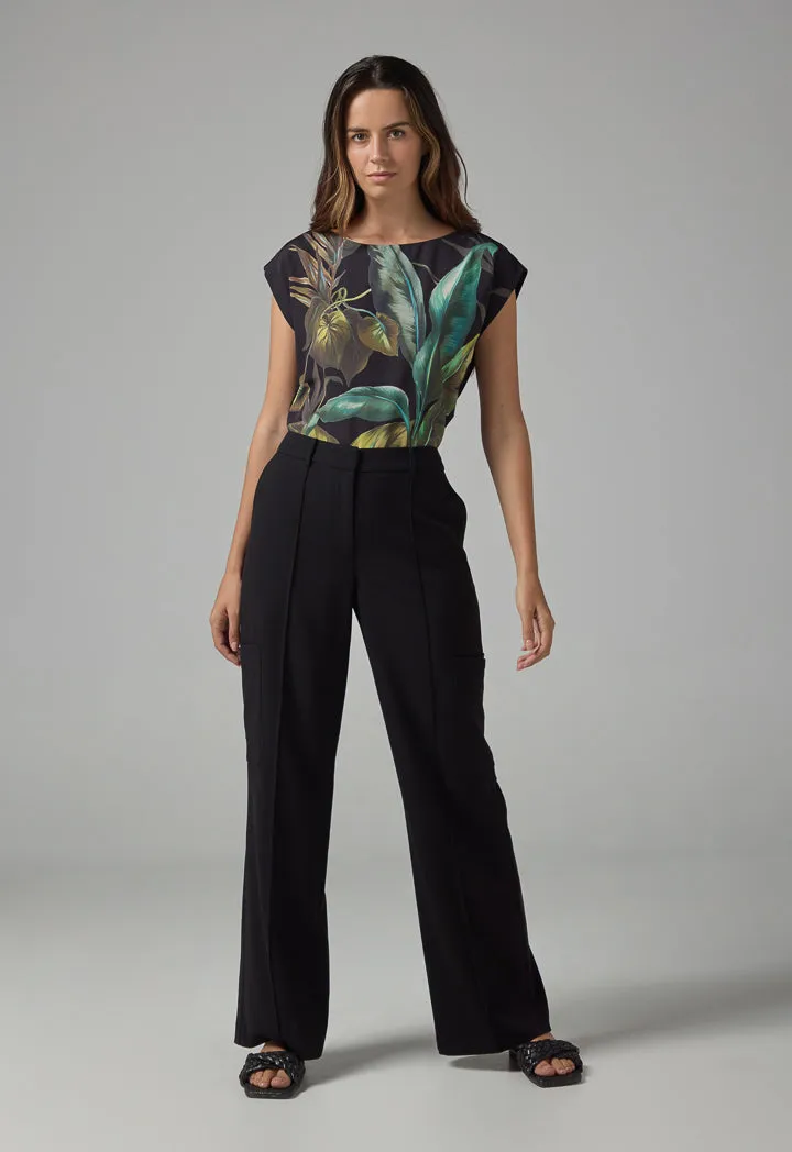 Choice Single Tone Wide Leg Trousers Black