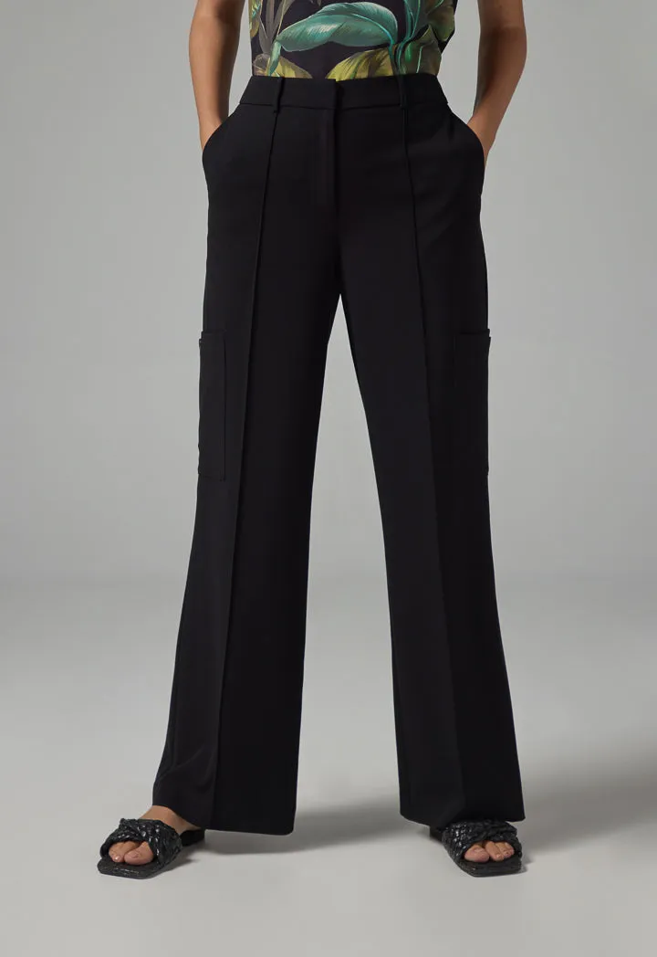 Choice Single Tone Wide Leg Trousers Black