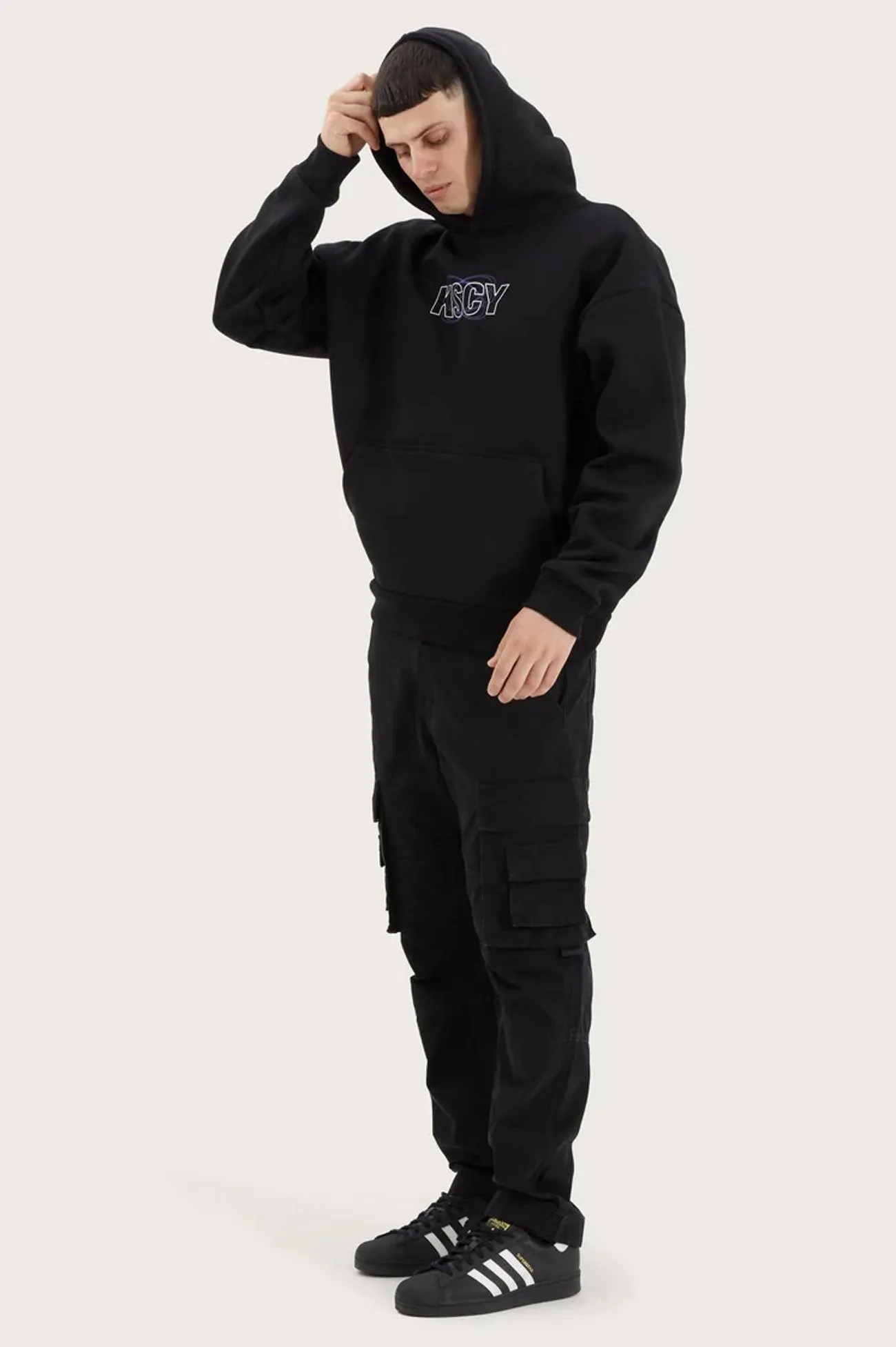 Chronos Hooded Oversized Sweater Jet Black