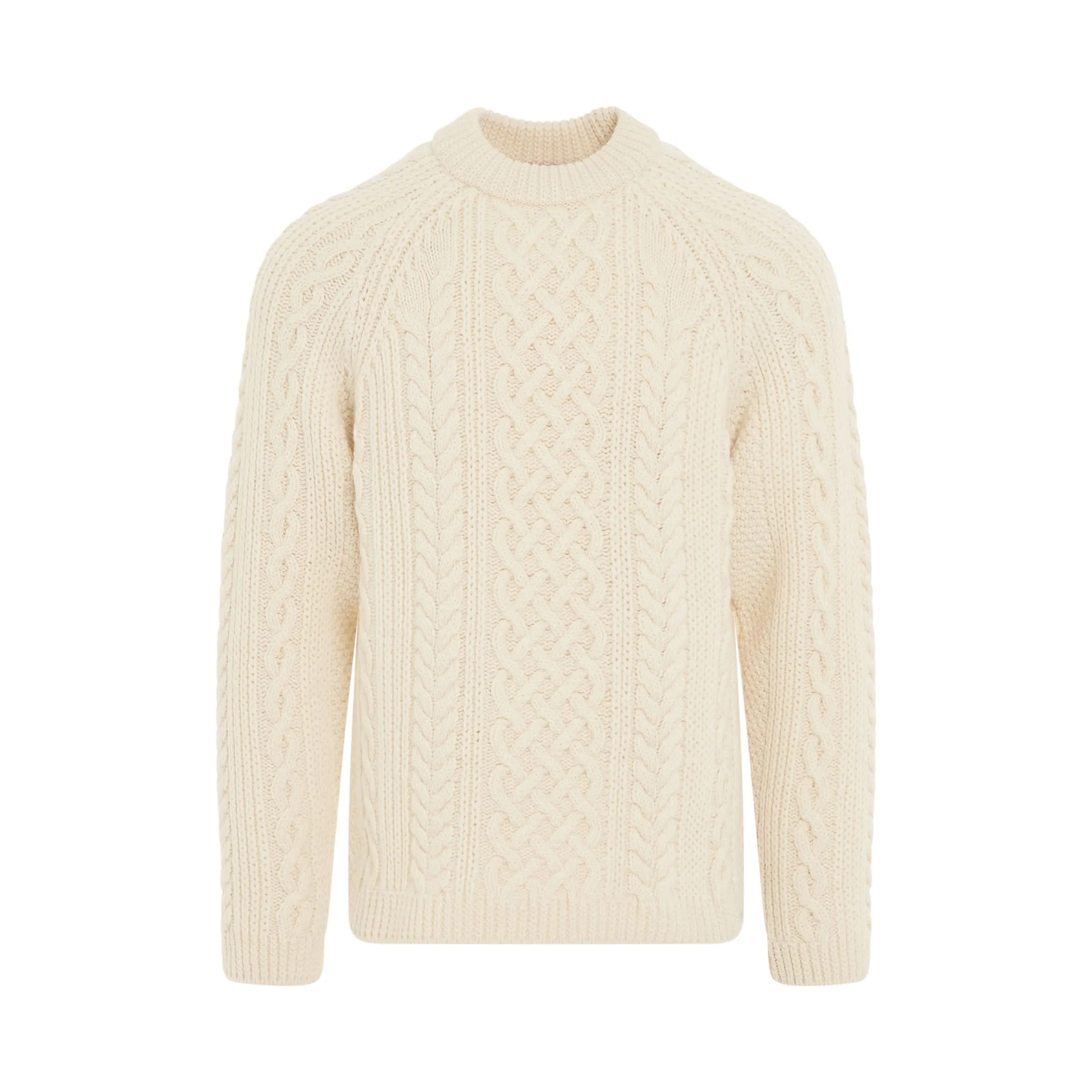 Classic Solid Wool Knit Jumper in Off White