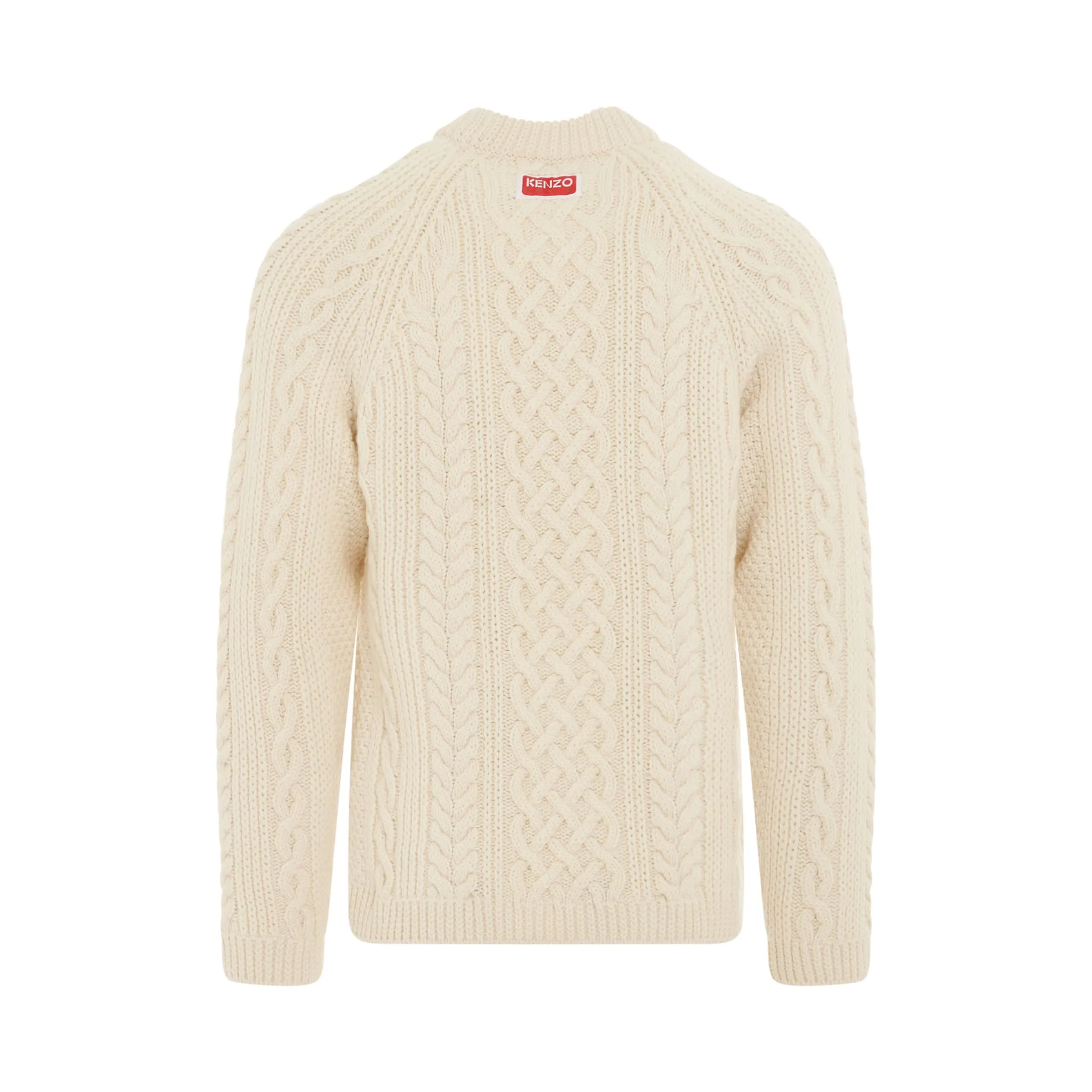 Classic Solid Wool Knit Jumper in Off White