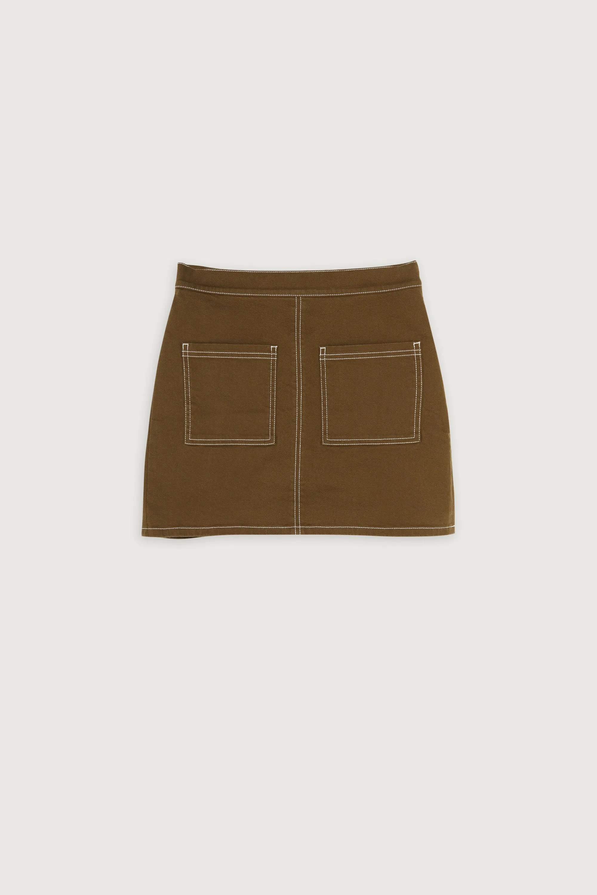 CONTRAST STITCH TWILL MINI SKIRT