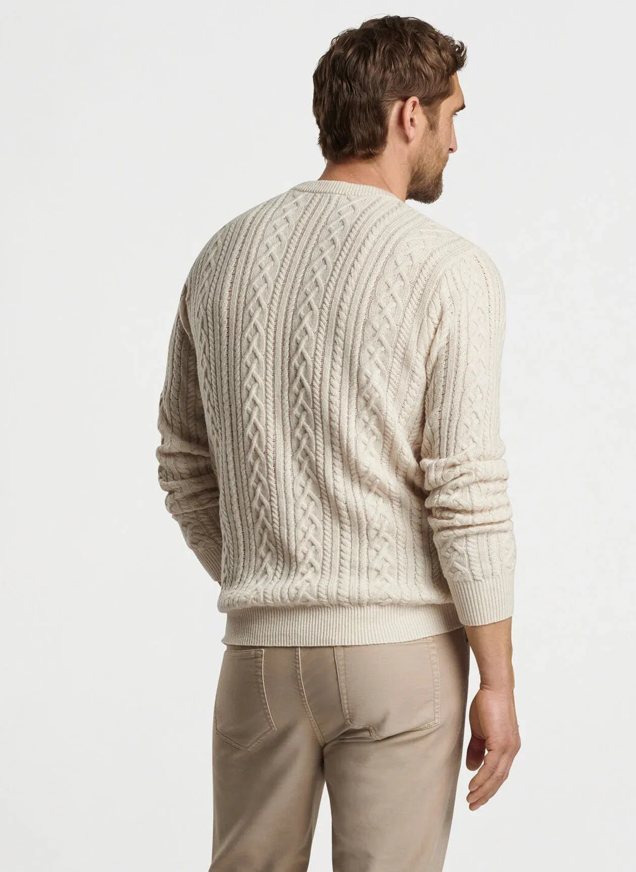 Crescent Ridge Cable Crew in Winter Ivory by Peter Millar