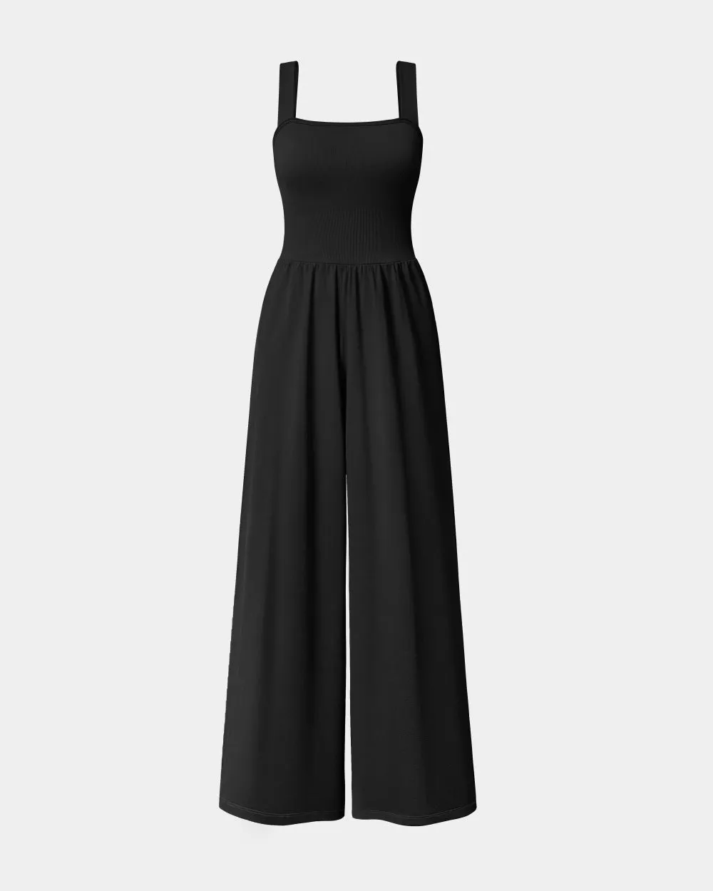 Dressy Sleeveless Square Neck Causal Wide Leg Jumpsuit