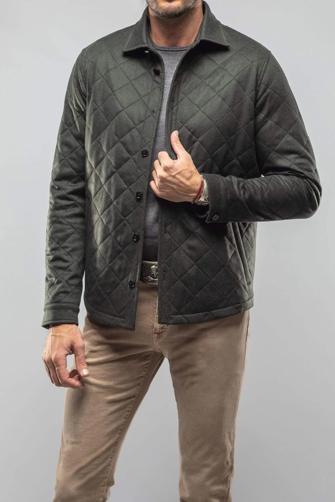 Dutton Quilted Cashmere Jacket in Olive