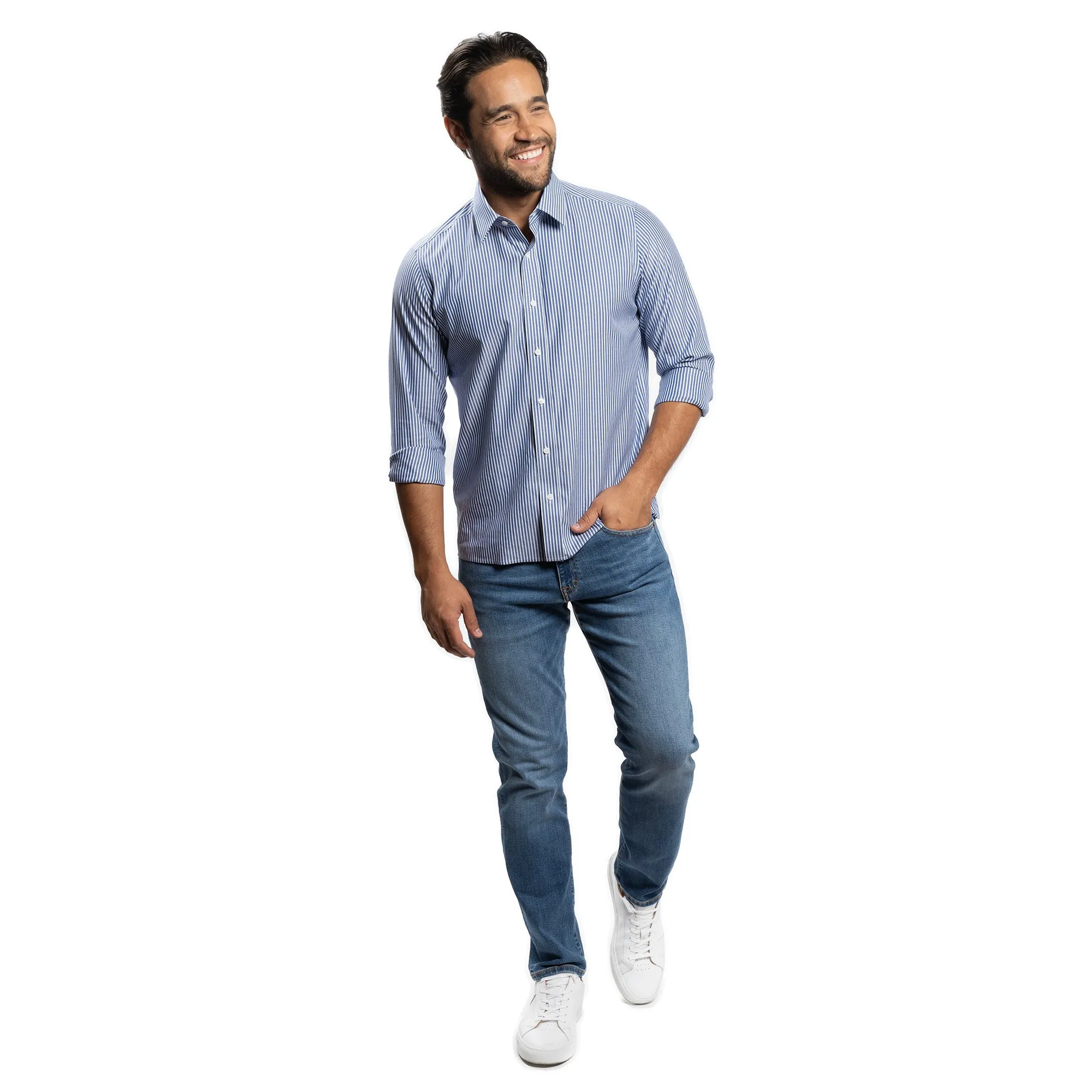 Easy Care Everyday Shirt - Blue University Stripe