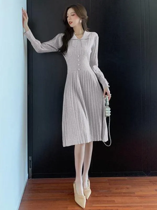 Elegant French-Inspired Women's Knitted Dress with Skirt by Jakoto