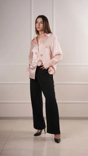 Embellished oversized button-up shirt wholesale