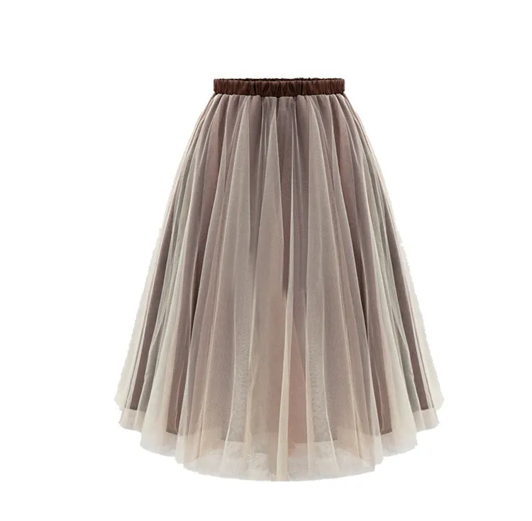 Europe Summer Women Trendy All-Matching Tutu Mesh skirt