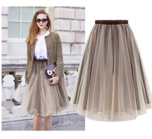 Europe Summer Women Trendy All-Matching Tutu Mesh skirt