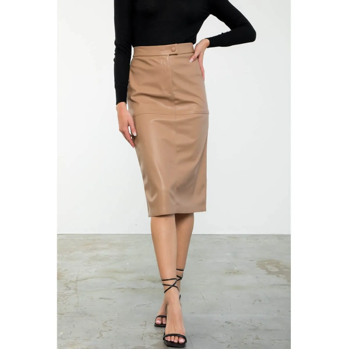 Faux Leather Midi Skirt