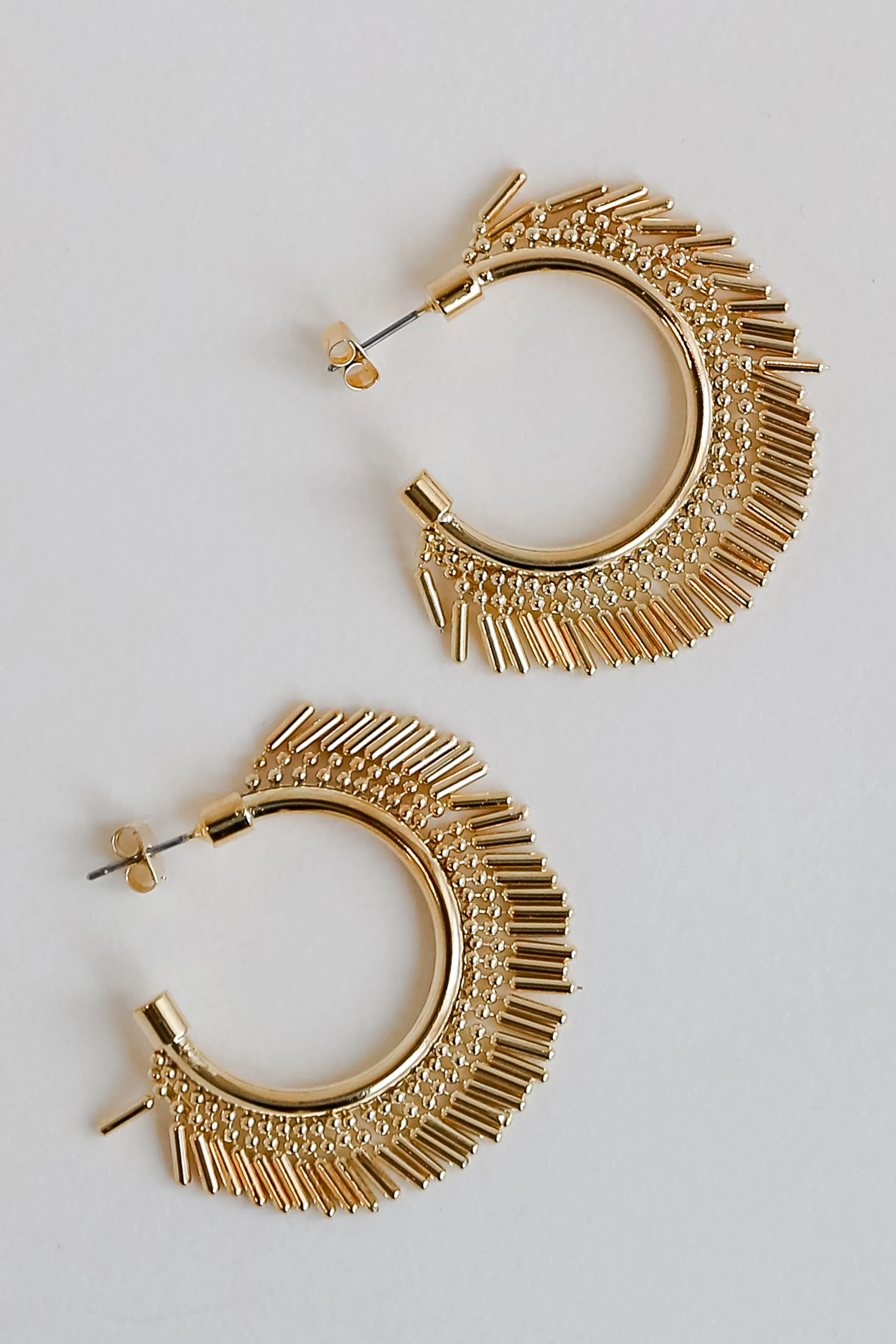 FINAL SALE - Esther Gold Fringe Hoop Earrings