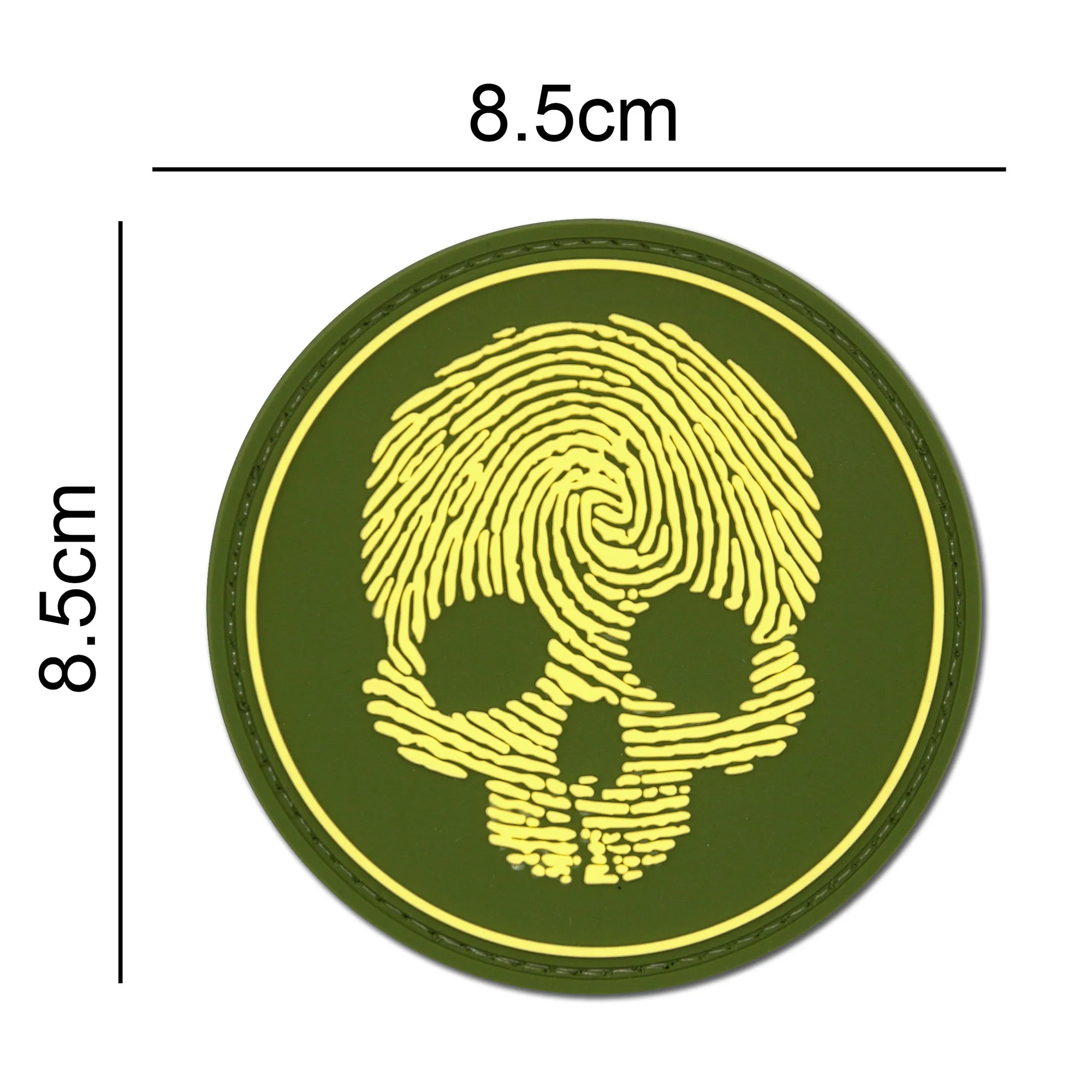 Fingerprint Skull Round Patch Green