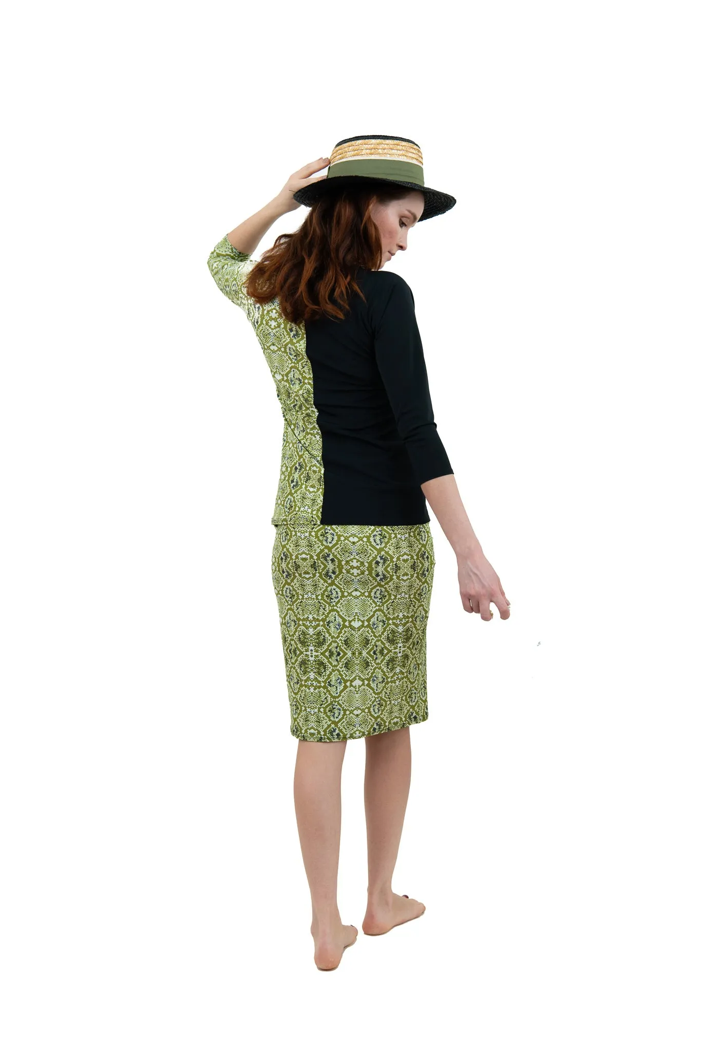 Green Reptile Pencil Swim Skirt