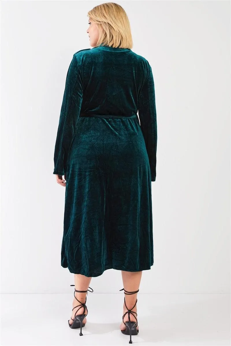 Hunter Green Velvet Long Sleeve Maxi Smoking Jacket