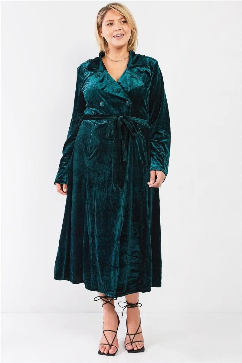 Hunter Green Velvet Long Sleeve Maxi Smoking Jacket