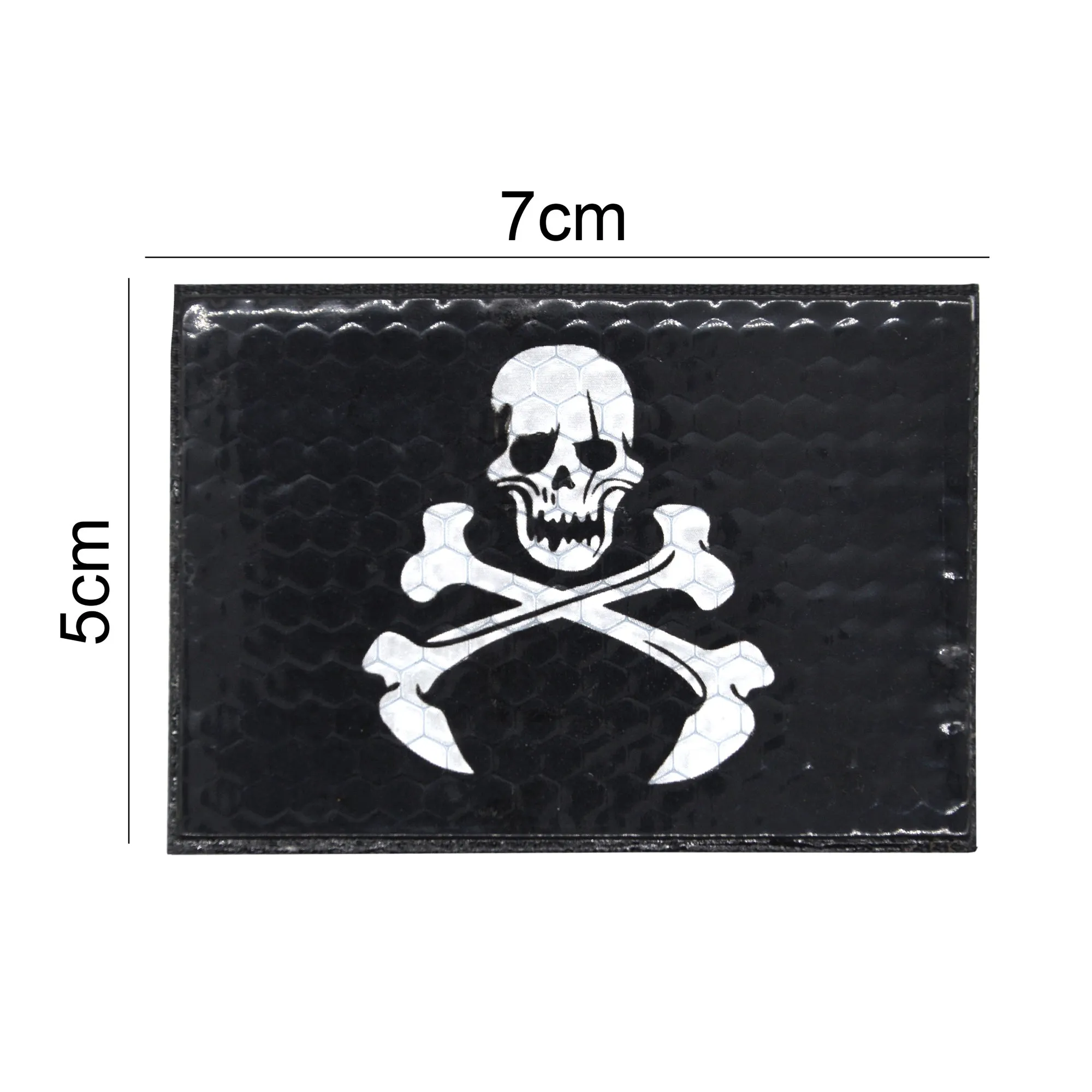 Jolly Roger Pirate Skull Reflective Patch Black