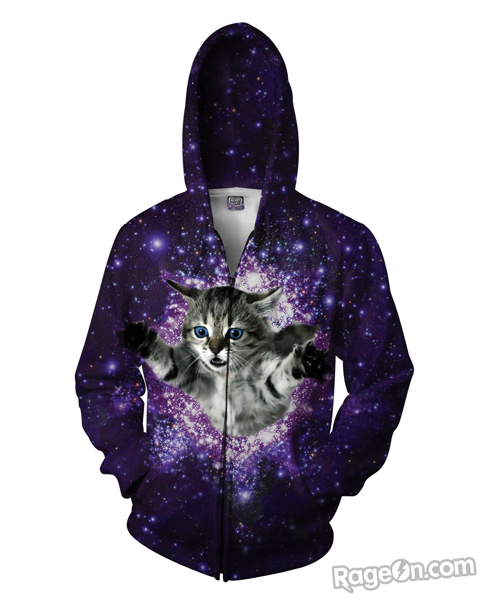 Kitty Glitter Zip-Up Hoodie