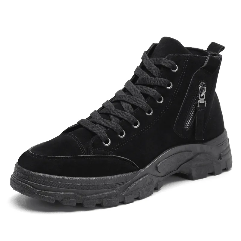 kkboxly kkboxly Men Suede Tooling Boots Side Zipper Comfy Slip Resistant Outdoor Casual Ankle Boots