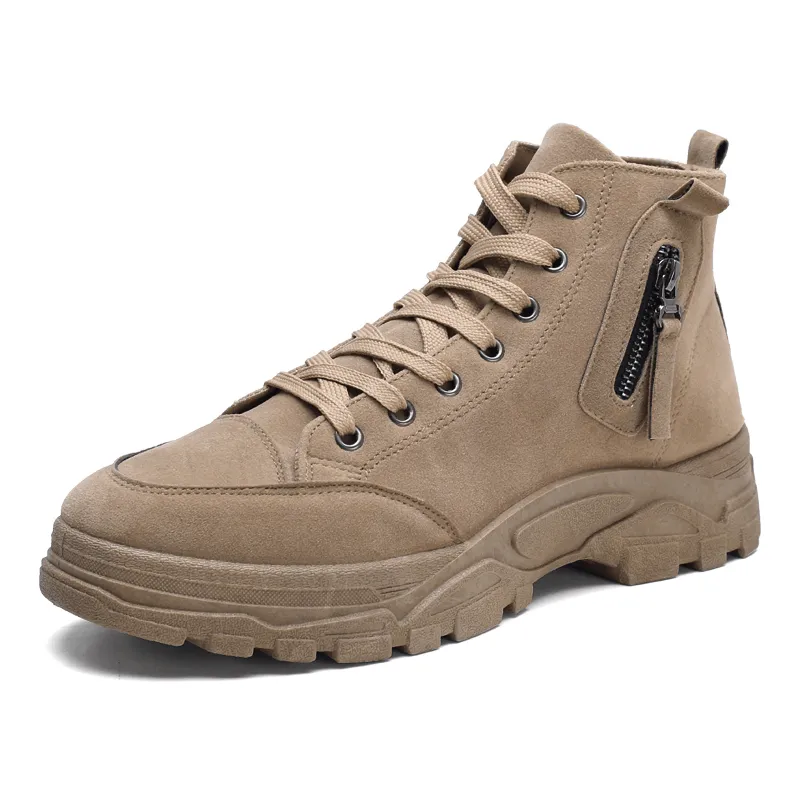 kkboxly kkboxly Men Suede Tooling Boots Side Zipper Comfy Slip Resistant Outdoor Casual Ankle Boots