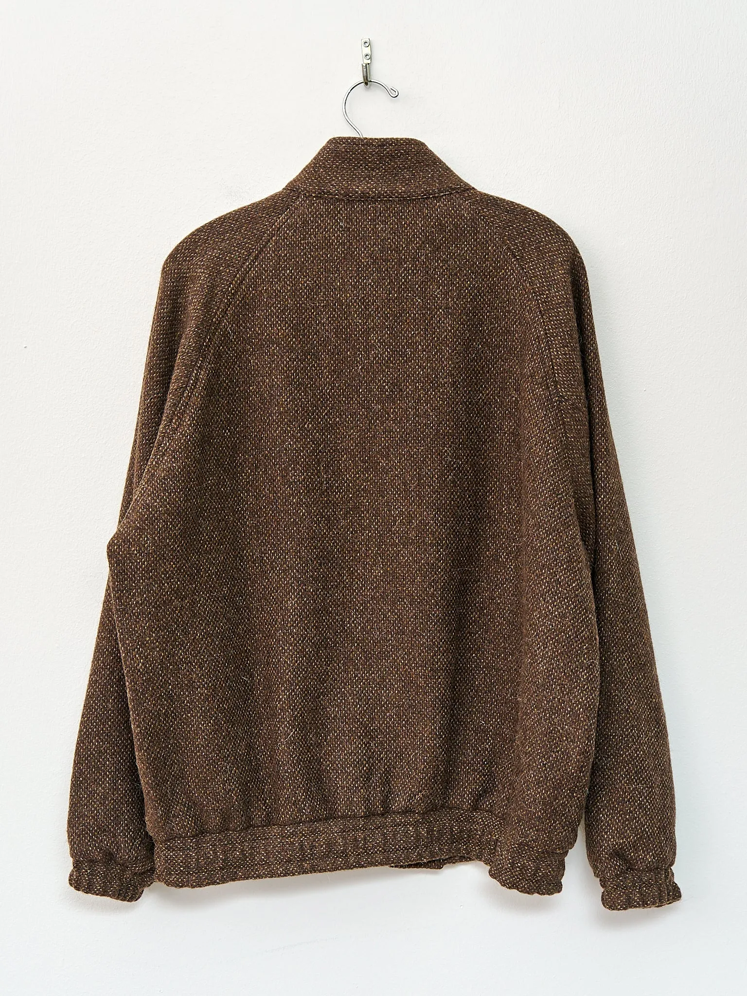 Lama Shetland Wool Tweed Zip Blouson - Brown Tweed