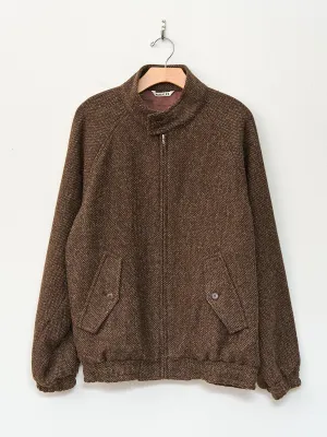 Lama Shetland Wool Tweed Zip Blouson - Brown Tweed