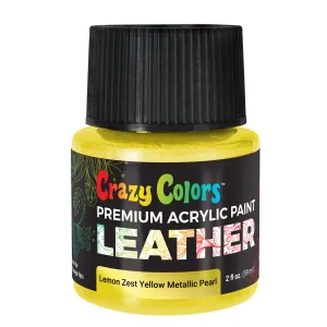 Lemon Zest Yellow Metallic Pearl Premium Acrylic Leather and Shoe Paint, 2 oz Bottle - Flexible, Crack, Scratch, Peel Resistant - Artist Create Custom Sneakers, Jackets, Bags, Purses