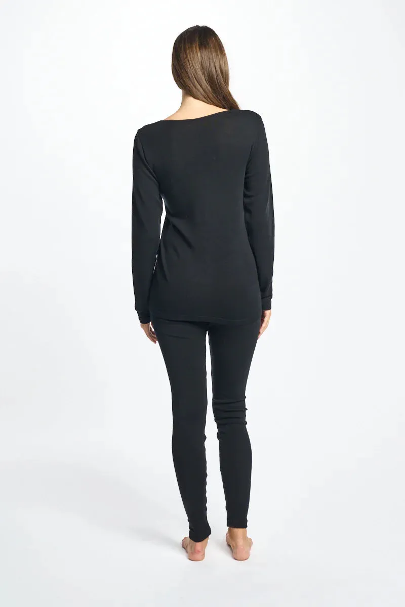 Love & Lustre - Wool Silk Long  Sleeve Top with Lace