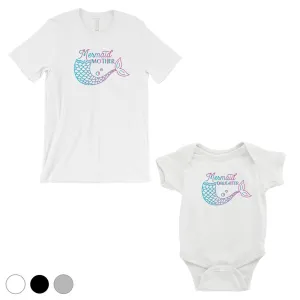 Mermaid Mother Daughter Matching Shirts Black For Baby Shower Gift