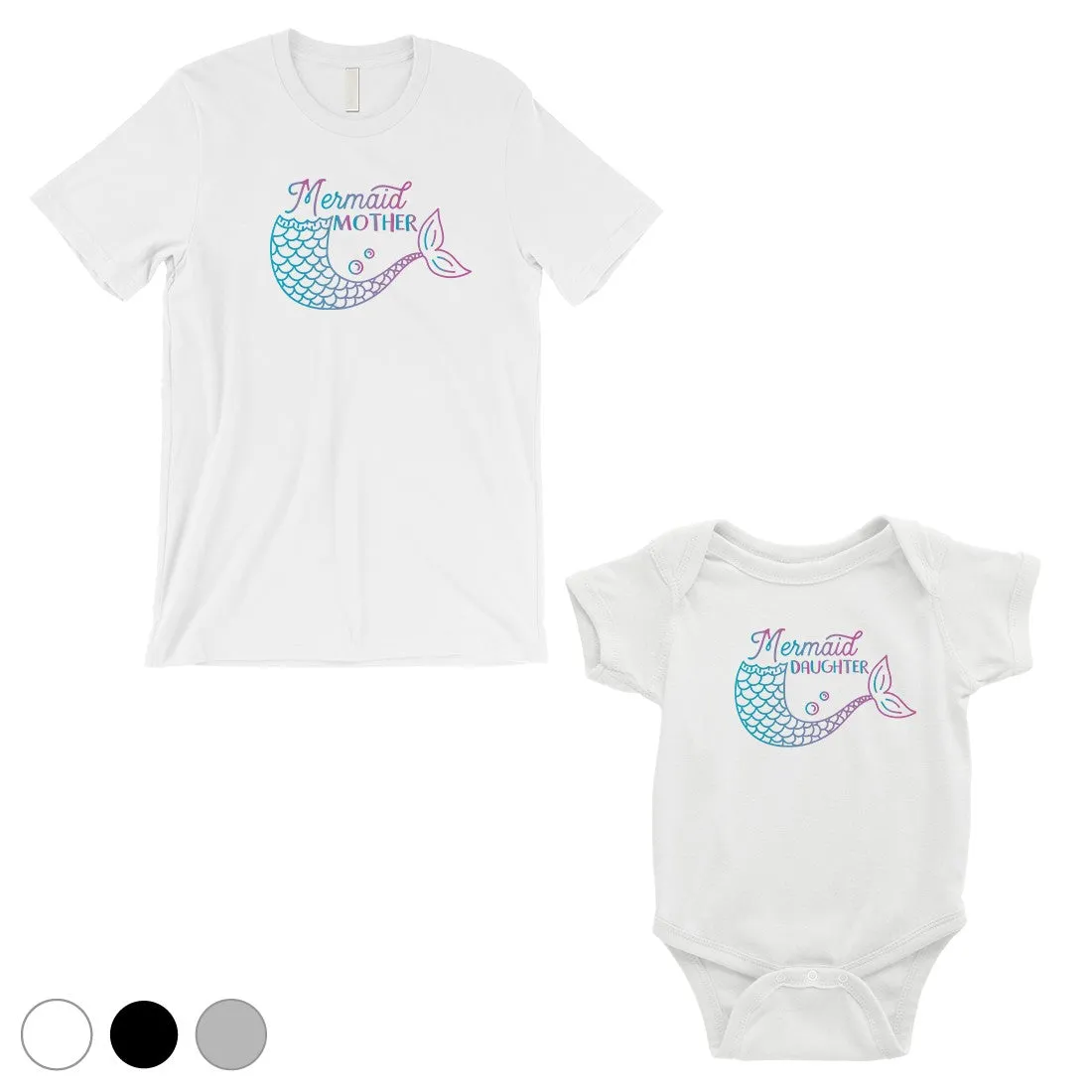 Mermaid Mother Daughter Matching Shirts Black For Baby Shower Gift