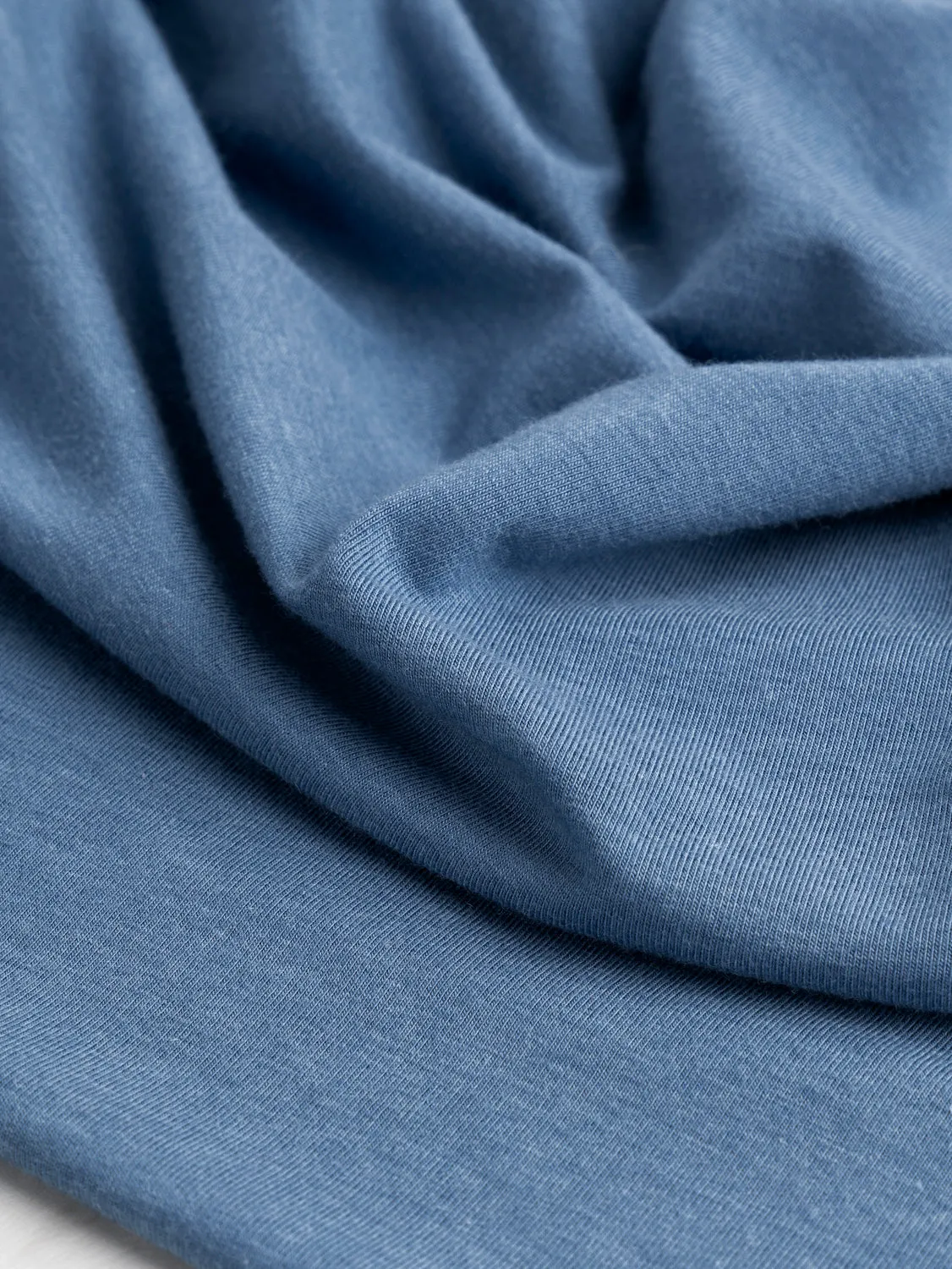 Organic Cotton   Tencel Stretch Knit Jersey - Slate blue