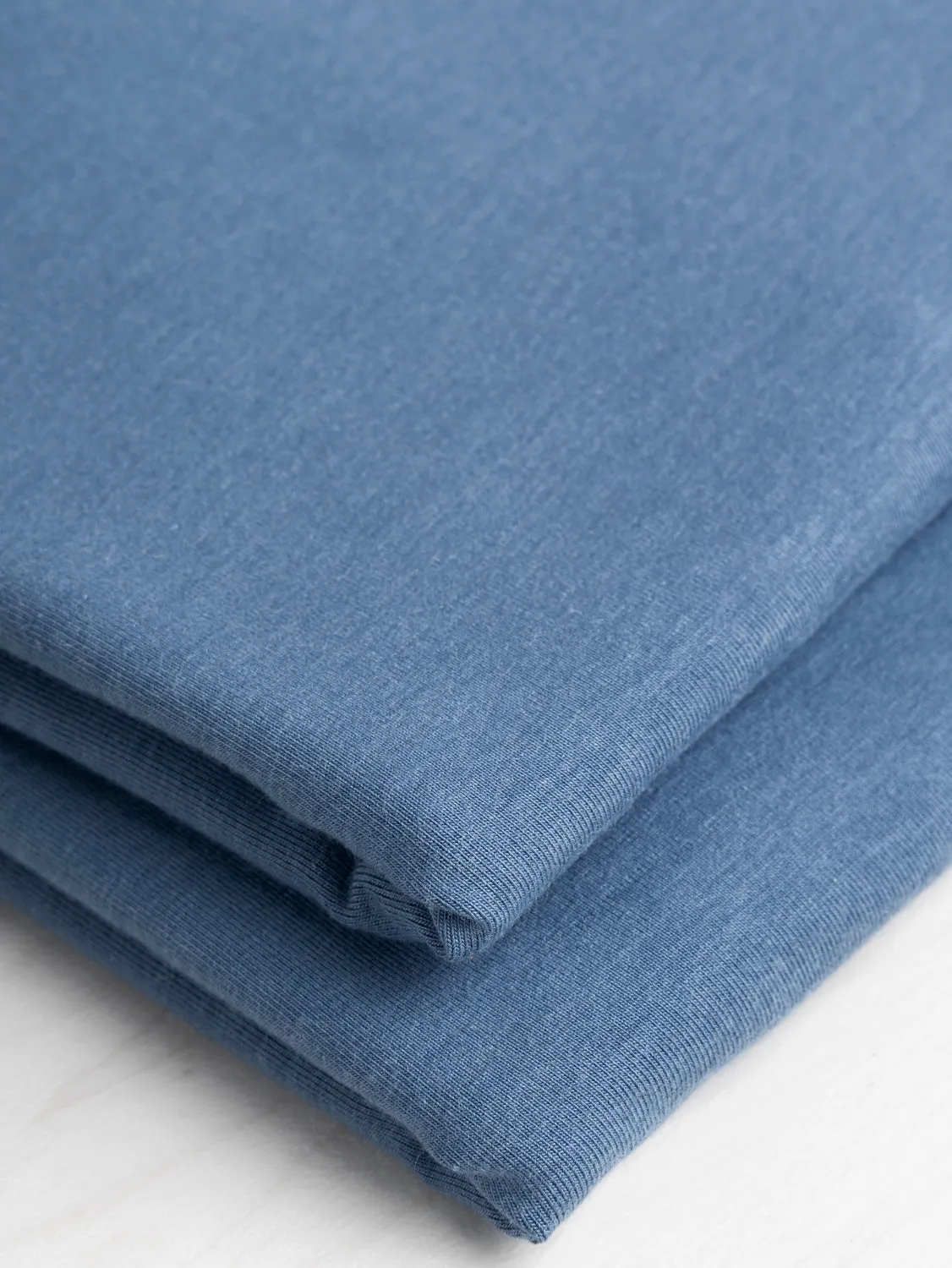 Organic Cotton   Tencel Stretch Knit Jersey - Slate blue