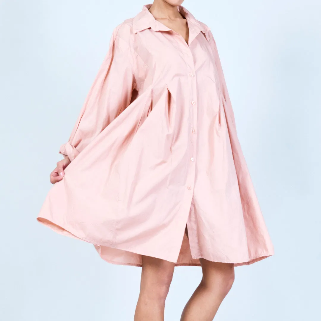 Oversized pleated button-up shirt wholesale