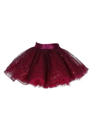 Pink Chick Sequins Skirt -Wine