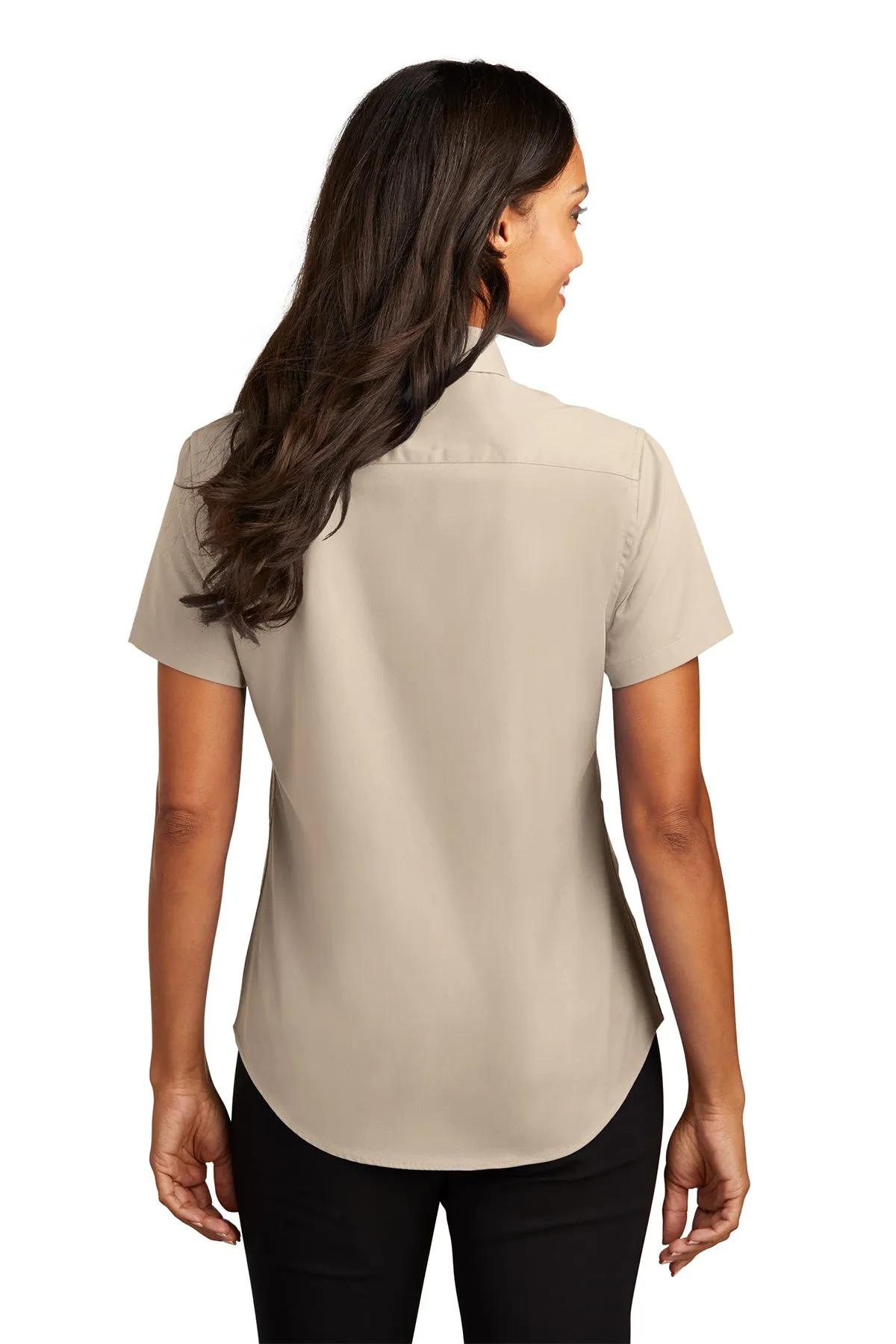 Port Authority Ladies Short Sleeve Easy Care Branded Shirts, Stone