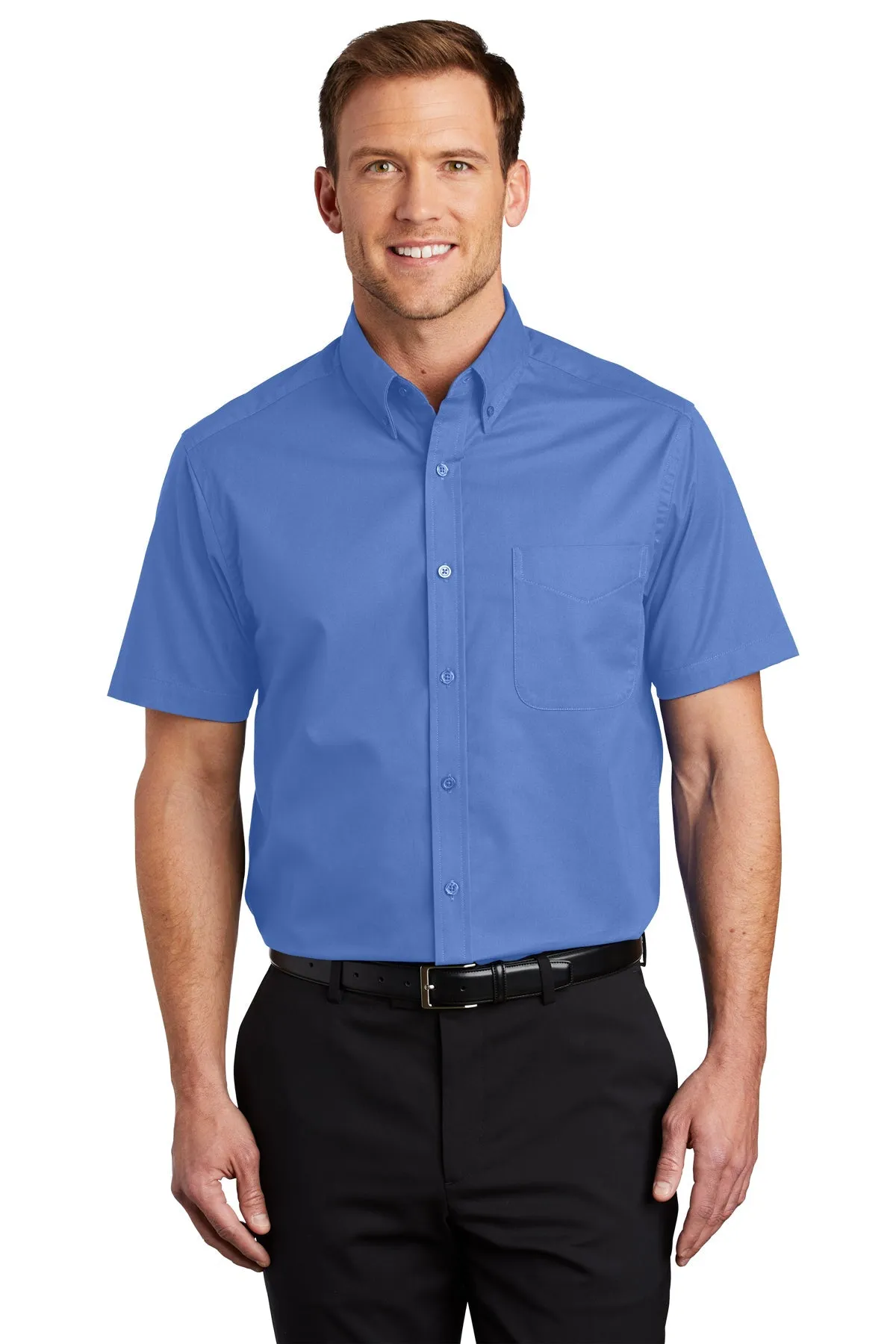 Port Authority Tall Short Sleeve Custom Easy Care Shirts, Ultramarine Blue