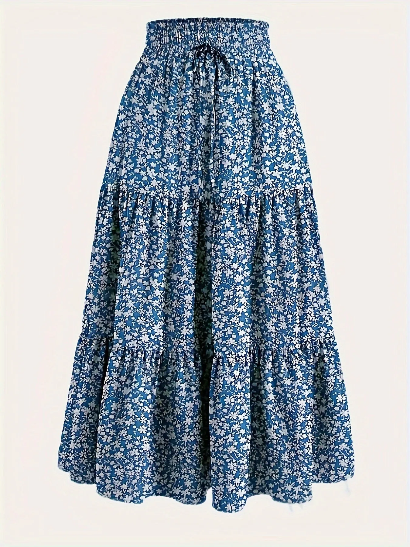 Printed Design Elastic Waist Skirt